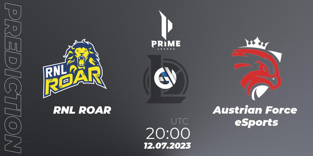 RNL ROAR - Austrian Force eSports: Maç tahminleri. 12.07.2023 at 20:00, LoL, Prime League 2nd Division Summer 2023