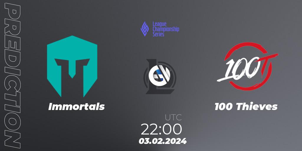 Immortals - 100 Thieves: Maç tahminleri. 03.02.24, LoL, LCS Spring 2024 - Group Stage
