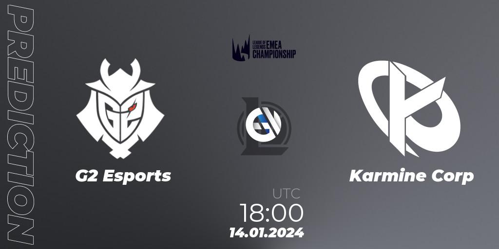 G2 Esports - Karmine Corp: Maç tahminleri. 14.01.2024 at 18:40, LoL, LEC Winter 2024 - Regular Season