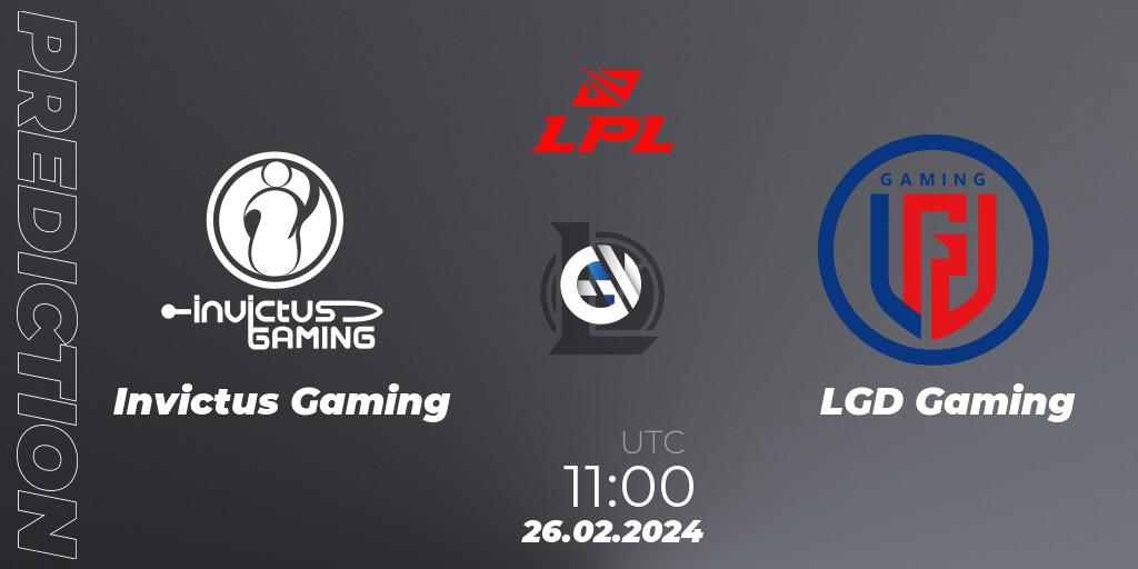Invictus Gaming - LGD Gaming: Maç tahminleri. 26.02.24, LoL, LPL Spring 2024 - Group Stage