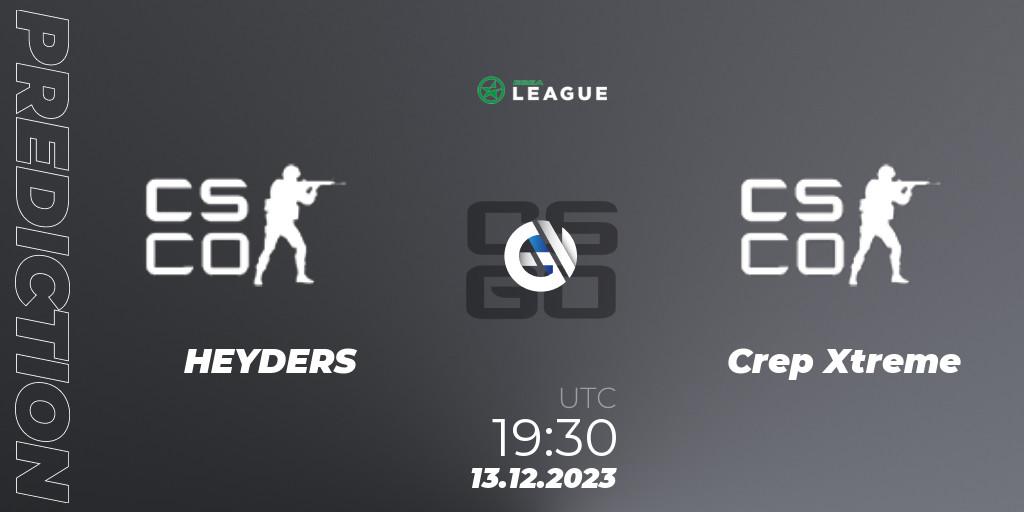 HEYDERS - Crep Xtreme: Maç tahminleri. 13.12.2023 at 19:30, Counter-Strike (CS2), ESEA Season 47: Open Division - Europe