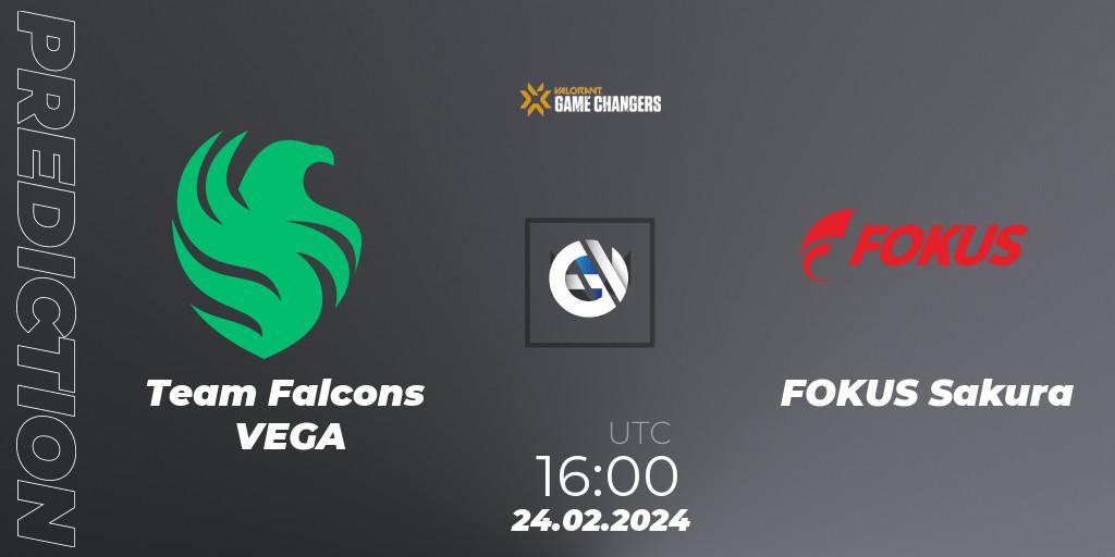 Team Falcons VEGA - FOKUS Sakura: Maç tahminleri. 24.02.2024 at 16:00, VALORANT, VCT 2024: Game Changers EMEA Stage 1
