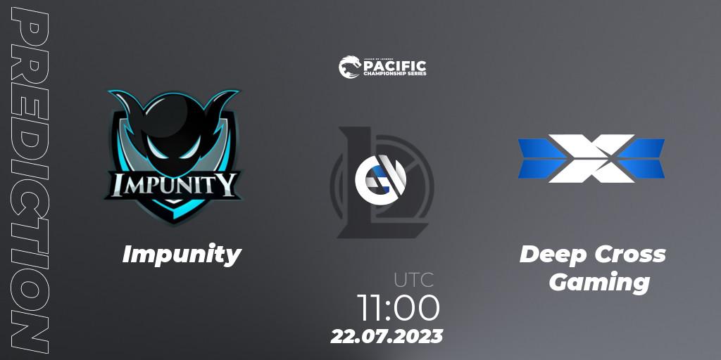 Impunity - Deep Cross Gaming: Maç tahminleri. 22.07.2023 at 11:00, LoL, PACIFIC Championship series Group Stage