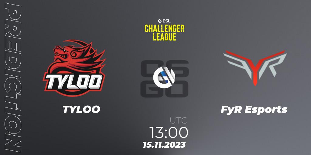 TYLOO - FyR Esports: Maç tahminleri. 15.11.23, CS2 (CS:GO), ESL Challenger League Season 46: Asia-Pacific