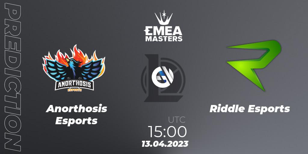 Anorthosis Esports - Riddle Esports: Maç tahminleri. 13.04.23, LoL, EMEA Masters Spring 2023 - Group Stage