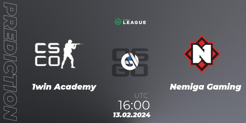 1win Academy - Nemiga Gaming: Maç tahminleri. 13.02.2024 at 16:00, Counter-Strike (CS2), ESEA Season 48: Advanced Division - Europe