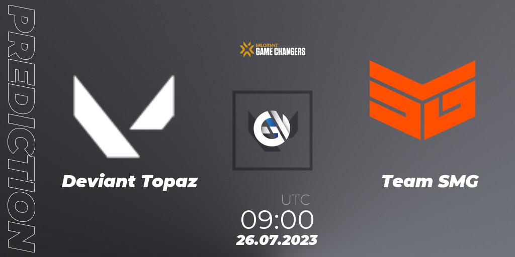 Deviant Topaz - Team SMG: Maç tahminleri. 26.07.2023 at 09:00, VALORANT, VCT 2023: Game Changers APAC Open 3