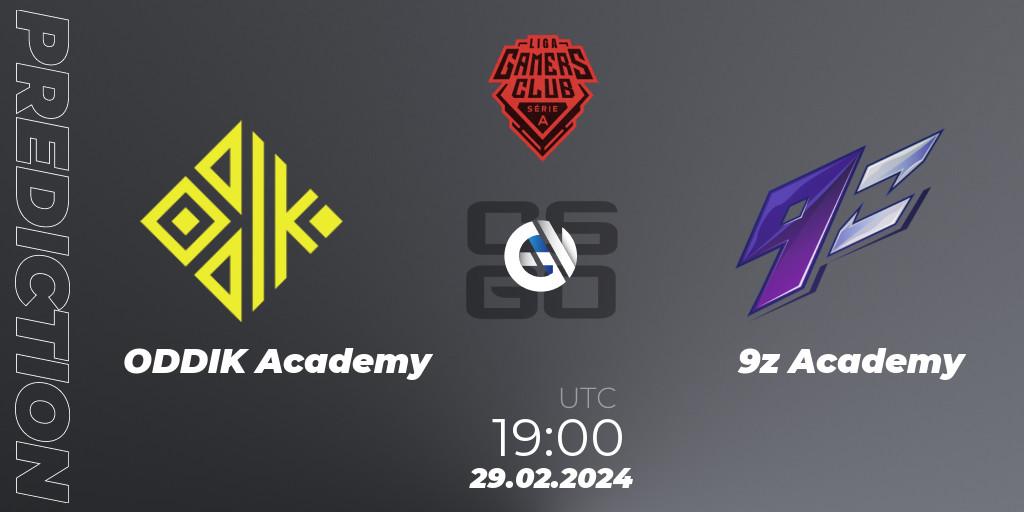 ODDIK Academy - 9z Academy: Maç tahminleri. 29.02.24, CS2 (CS:GO), Gamers Club Liga Série A: February 2024