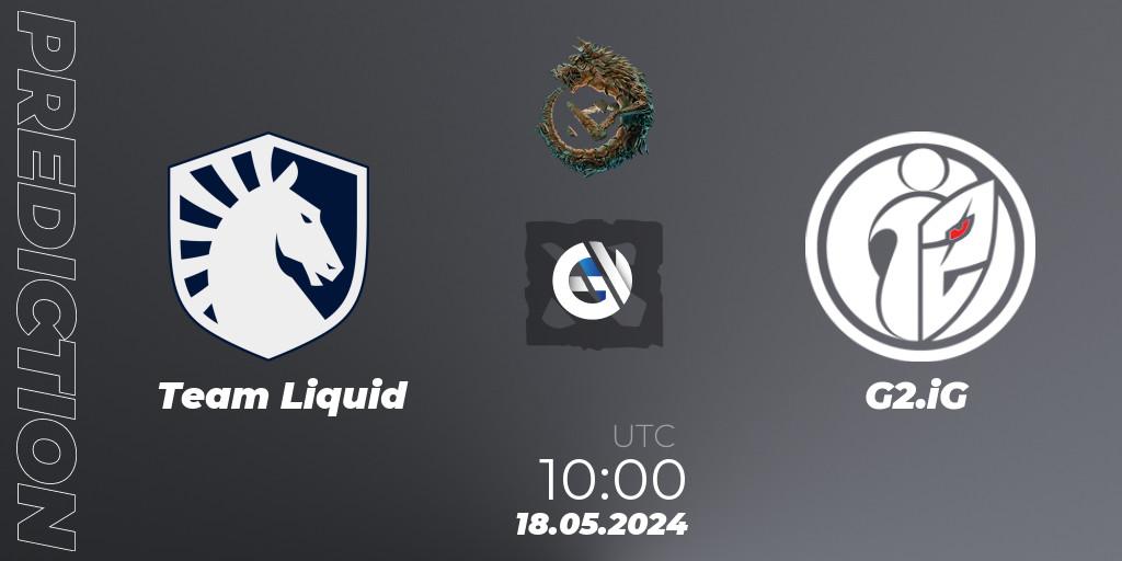 Team Liquid - G2.iG: Maç tahminleri. 18.05.2024 at 09:20, Dota 2, PGL Wallachia Season 1