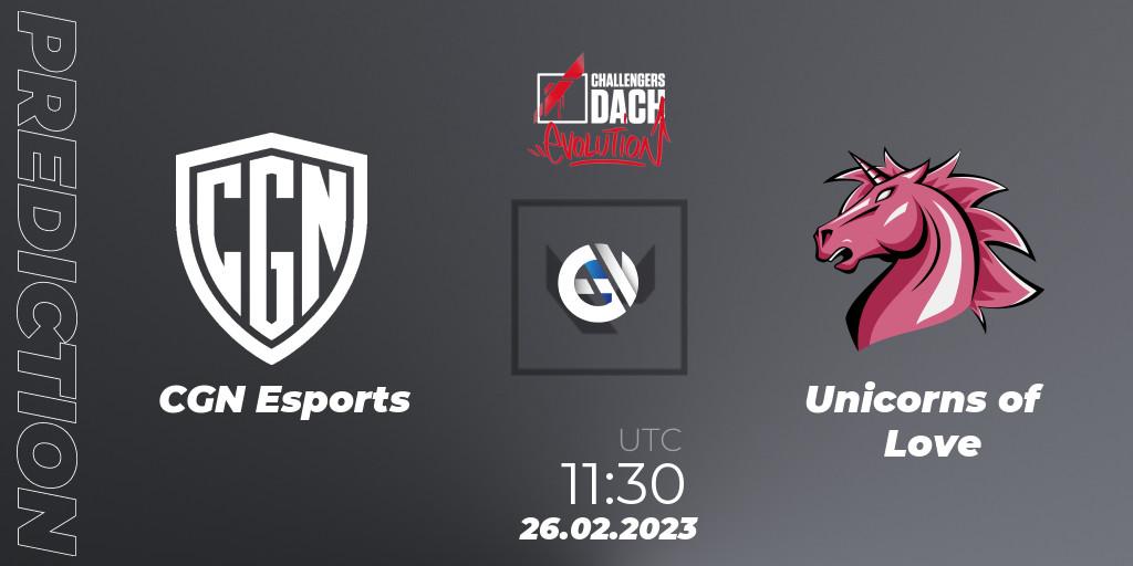 CGN Esports - Unicorns of Love: Maç tahminleri. 26.02.2023 at 12:45, VALORANT, VALORANT Challengers 2023 DACH: Evolution Split 1