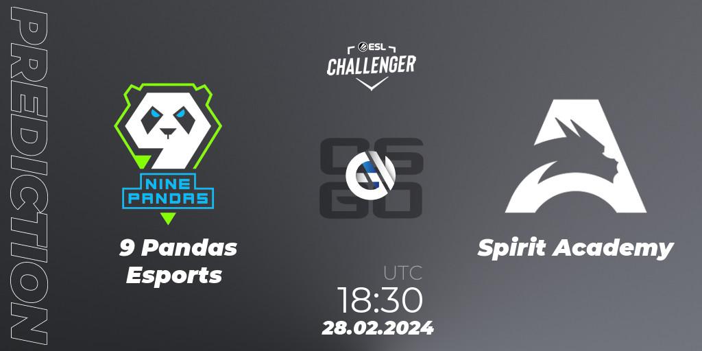 9 Pandas Esports - Spirit Academy: Maç tahminleri. 28.02.24, CS2 (CS:GO), ESL Challenger #56: European Closed Qualifier