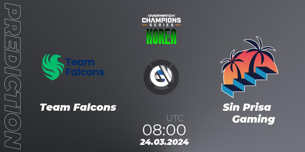 Team Falcons - Sin Prisa Gaming: Maç tahminleri. 24.03.2024 at 08:00, Overwatch, Overwatch Champions Series 2024 - Stage 1 Korea
