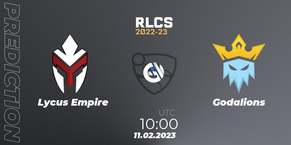 Lycus Empire - Godalions: Maç tahminleri. 11.02.2023 at 10:00, Rocket League, RLCS 2022-23 - Winter: Asia-Pacific Regional 2 - Winter Cup