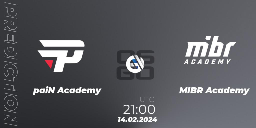 paiN Academy - MIBR Academy: Maç tahminleri. 14.02.2024 at 21:00, Counter-Strike (CS2), RedZone PRO League Season 1