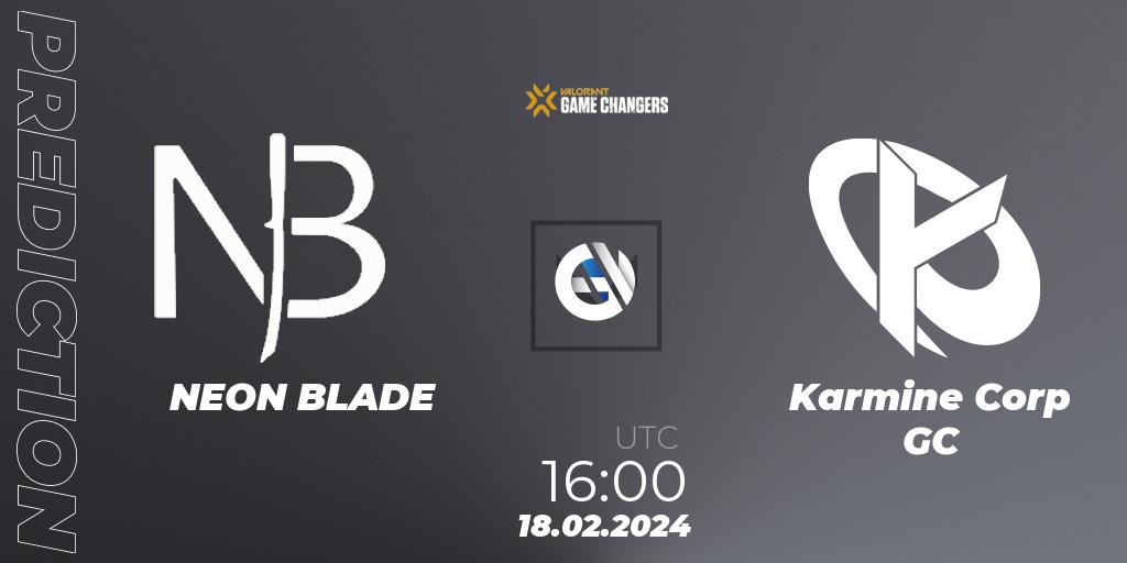 NEON BLADE - Karmine Corp GC: Maç tahminleri. 18.02.2024 at 16:00, VALORANT, VCT 2024: Game Changers EMEA Stage 1