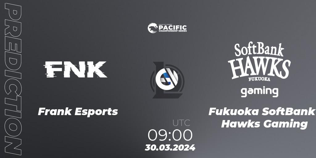 Frank Esports - Fukuoka SoftBank Hawks Gaming: Maç tahminleri. 31.03.24, LoL, PCS Playoffs Spring 2024
