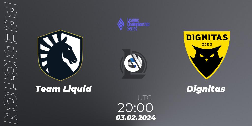 Team Liquid - Dignitas: Maç tahminleri. 03.02.2024 at 21:00, LoL, LCS Spring 2024 - Group Stage