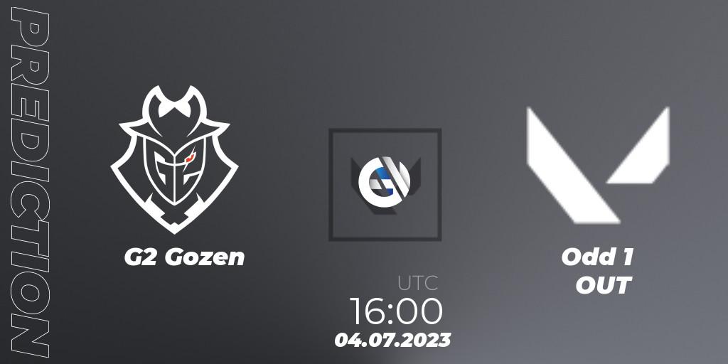 G2 Gozen - Odd 1 OUT: Maç tahminleri. 04.07.2023 at 16:00, VALORANT, VCT 2023: Game Changers EMEA Series 2 - Group Stage