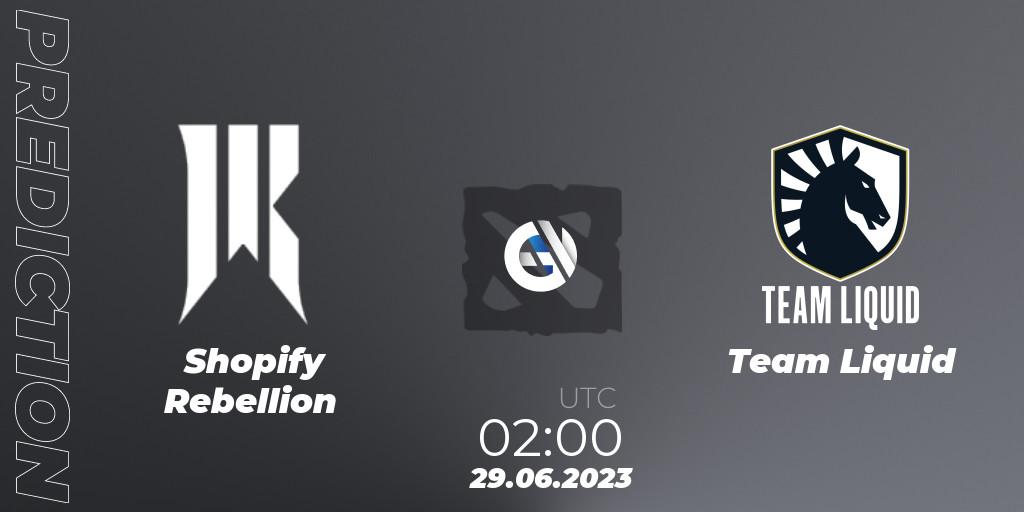 Shopify Rebellion - Team Liquid: Maç tahminleri. 29.06.2023 at 02:04, Dota 2, Bali Major 2023 - Group Stage