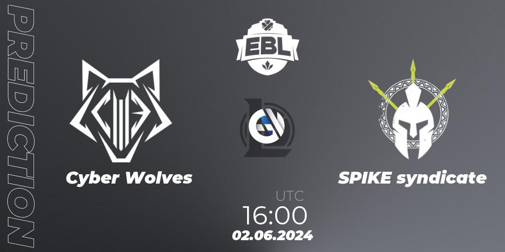 Cyber Wolves - SPIKE syndicate: Maç tahminleri. 02.06.2024 at 16:00, LoL, Esports Balkan League Season 15