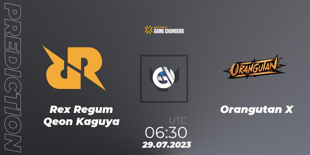 Rex Regum Qeon Kaguya - Orangutan X: Maç tahminleri. 29.07.2023 at 06:30, VALORANT, VCT 2023: Game Changers APAC Open 3