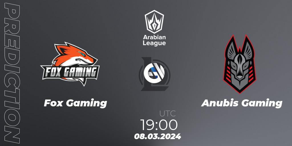 Fox Gaming - Anubis Gaming: Maç tahminleri. 08.03.24, LoL, Arabian League Spring 2024