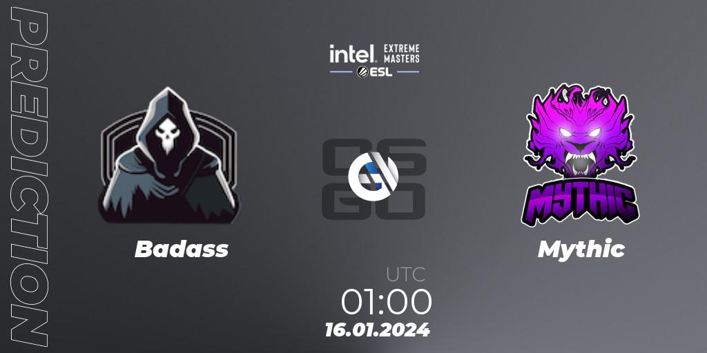 Badass - Mythic: Maç tahminleri. 16.01.2024 at 01:00, Counter-Strike (CS2), Intel Extreme Masters China 2024: North American Open Qualifier #1