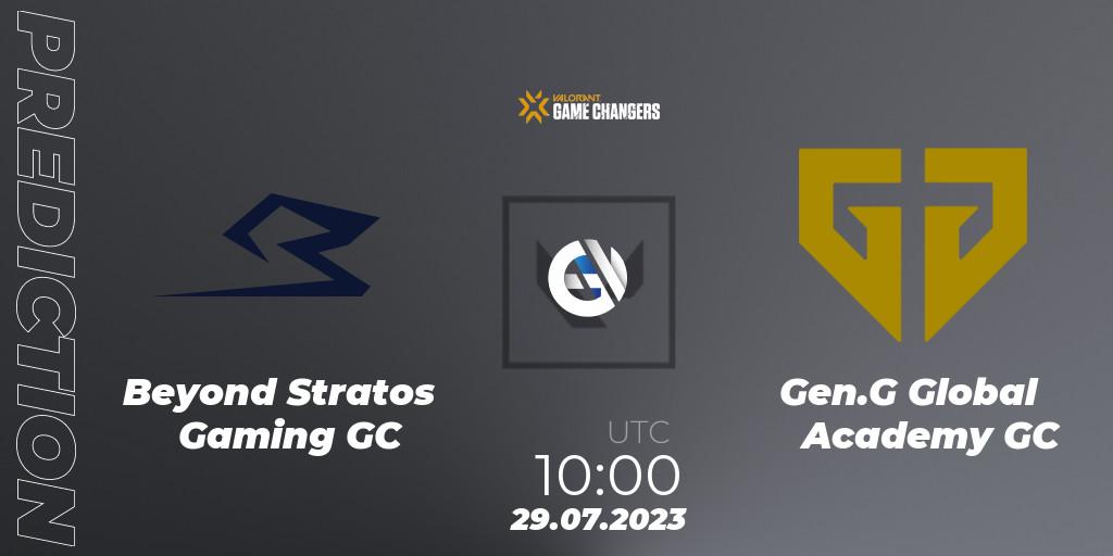 Beyond Stratos Gaming GC - Gen.G Global Academy GC: Maç tahminleri. 29.07.2023 at 09:30, VALORANT, VCT 2023: Game Changers Korea Stage 1