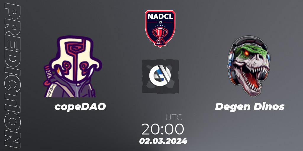 copeDAO - Degen Dinos: Maç tahminleri. 02.03.2024 at 20:00, Dota 2, North American Dota Challengers League Season 6 Division 1