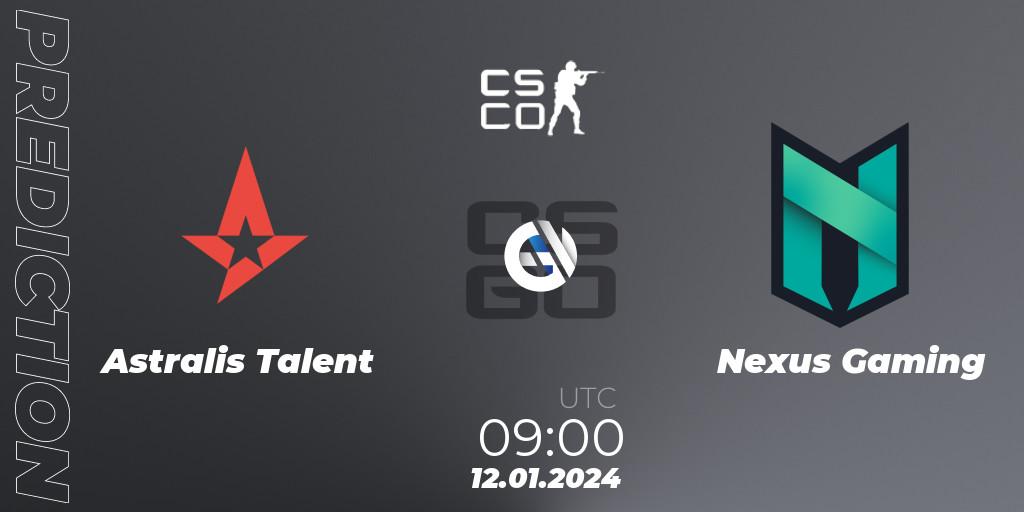 Astralis Talent - Nexus Gaming: Maç tahminleri. 12.01.2024 at 09:00, Counter-Strike (CS2), European Pro League Season 14: Division 2
