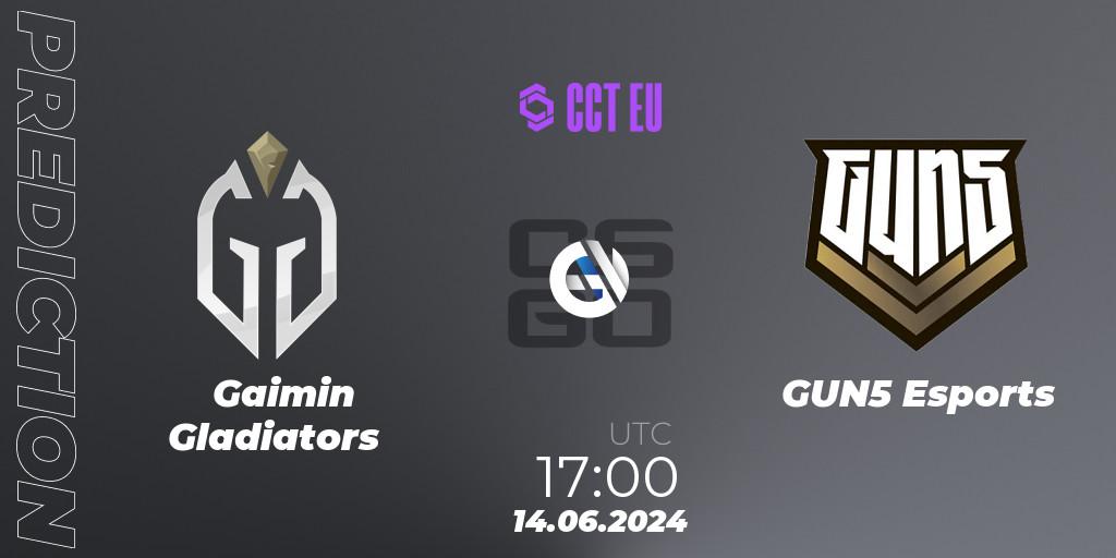 Gaimin Gladiators - GUN5 Esports: Maç tahminleri. 14.06.2024 at 17:00, Counter-Strike (CS2), CCT Season 2 Europe Series 5