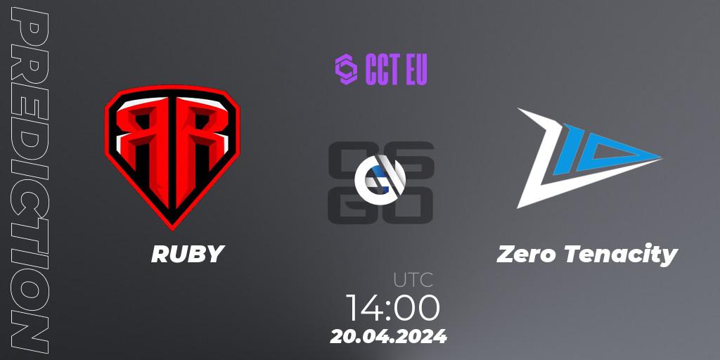 RUBY - Zero Tenacity: Maç tahminleri. 20.04.2024 at 14:00, Counter-Strike (CS2), CCT Season 2 Europe Series 1 Closed Qualifier