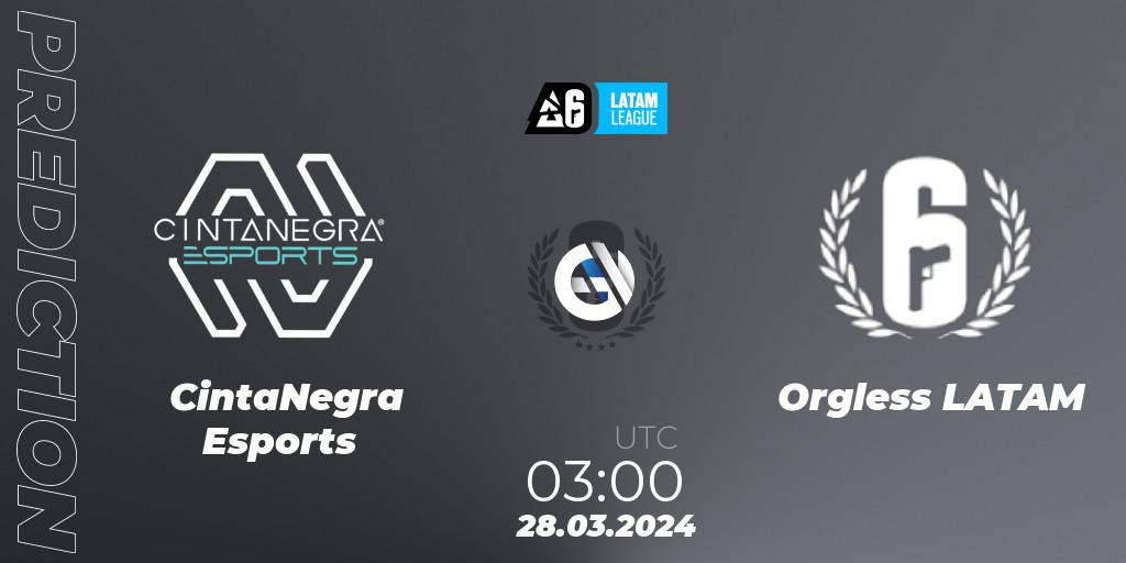 CintaNegra Esports - Orgless LATAM: Maç tahminleri. 28.03.2024 at 03:00, Rainbow Six, LATAM League 2024 - Stage 1: LATAM North