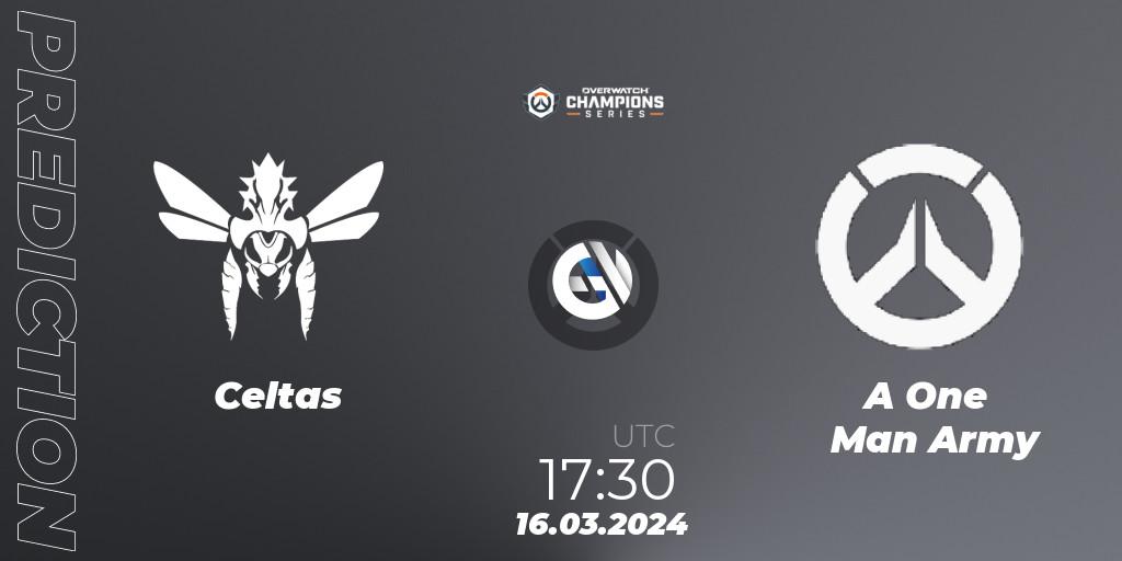 Celtas - A One Man Army: Maç tahminleri. 16.03.2024 at 17:30, Overwatch, Overwatch Champions Series 2024 - EMEA Stage 1 Group Stage