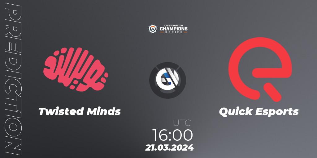 Twisted Minds - Quick Esports: Maç tahminleri. 21.03.2024 at 16:30, Overwatch, Overwatch Champions Series 2024 - EMEA Stage 1 Main Event