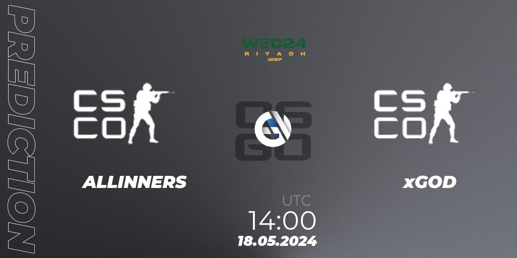 ALLINNERS - xGOD: Maç tahminleri. 18.05.2024 at 14:00, Counter-Strike (CS2), IESF World Esports Championship 2024: Kazakh Qualifier