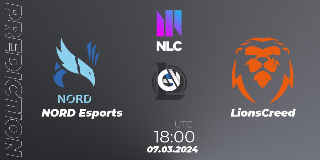 NORD Esports - LionsCreed: Maç tahminleri. 07.03.2024 at 18:00, LoL, NLC 1st Division Spring 2024