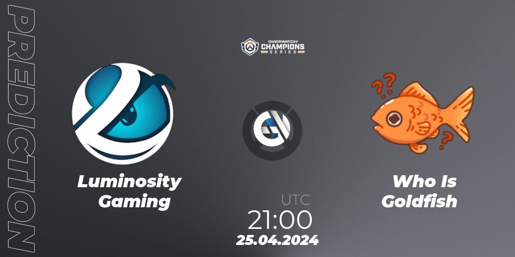 Luminosity Gaming - Who Is Goldfish: Maç tahminleri. 25.04.2024 at 21:00, Overwatch, Overwatch Champions Series 2024 - North America Stage 2 Main Event