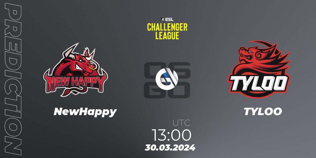 NewHappy - TYLOO: Maç tahminleri. 30.03.2024 at 13:00, Counter-Strike (CS2), ESL Challenger League Season 47: Asia