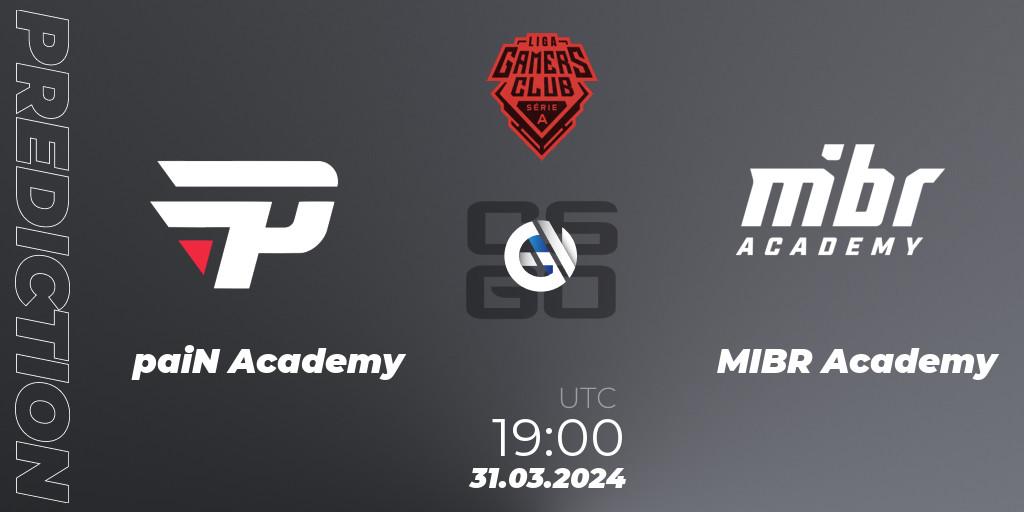 paiN Academy - MIBR Academy: Maç tahminleri. 31.03.24, CS2 (CS:GO), Gamers Club Liga Série A: March 2024