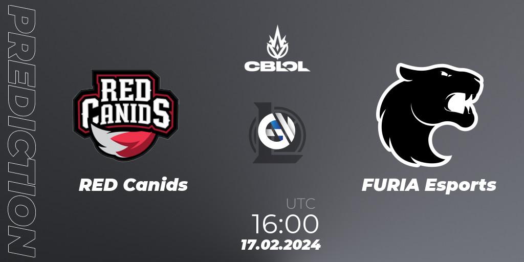 RED Canids - FURIA Esports: Maç tahminleri. 17.02.24, LoL, CBLOL Split 1 2024 - Group Stage