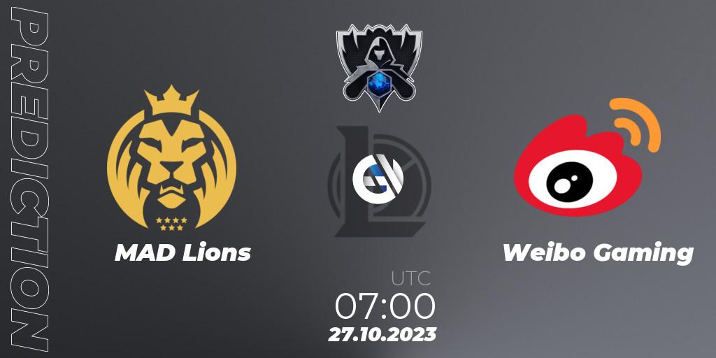MAD Lions - Weibo Gaming: Maç tahminleri. 26.10.23, LoL, Worlds 2023 LoL - Group Stage