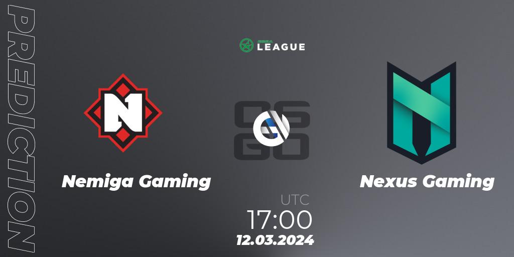 Nemiga Gaming - Nexus Gaming: Maç tahminleri. 12.03.24, CS2 (CS:GO), ESEA Season 48: Advanced Division - Europe