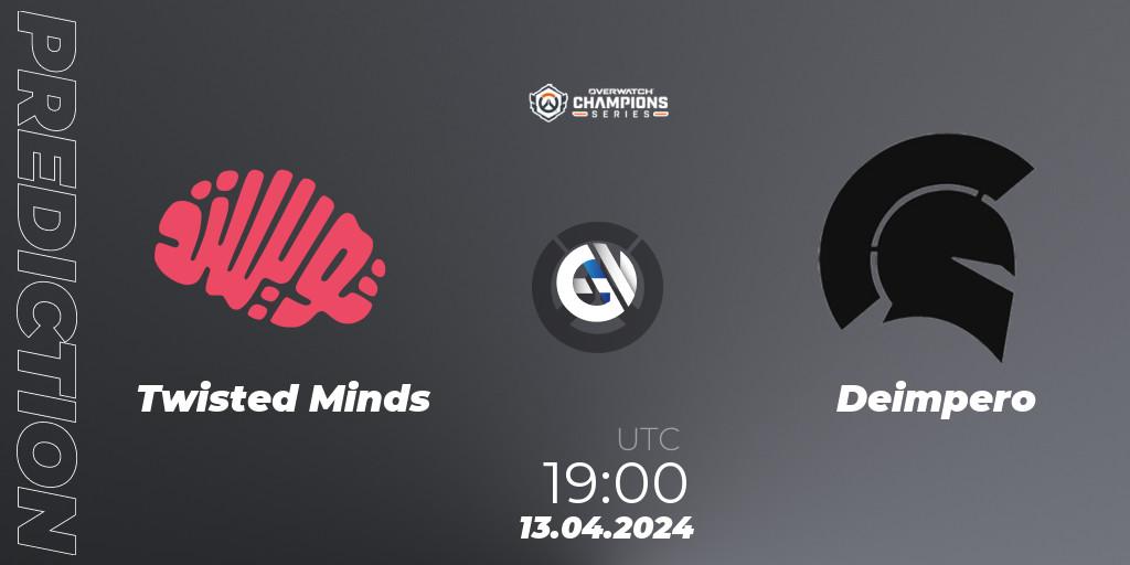 Twisted Minds - Deimpero: Maç tahminleri. 13.04.2024 at 19:00, Overwatch, Overwatch Champions Series 2024 - EMEA Stage 2 Group Stage