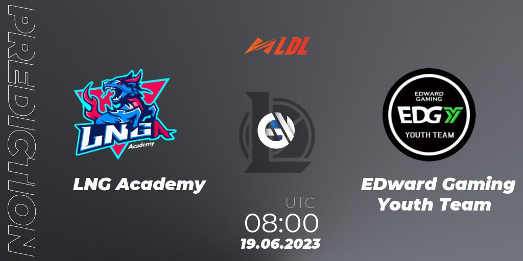 LNG Academy - EDward Gaming Youth Team: Maç tahminleri. 19.06.2023 at 09:00, LoL, LDL 2023 - Regular Season - Stage 3