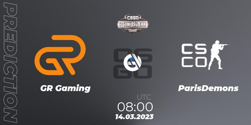 GR Gaming - ParisDemons: Maç tahminleri. 14.03.2023 at 08:00, Counter-Strike (CS2), Baidu Cup Invitational #2