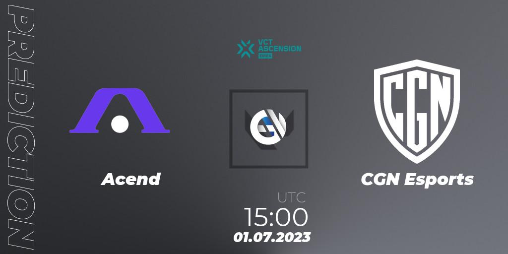 Acend - CGN Esports: Maç tahminleri. 01.07.2023 at 15:10, VALORANT, VALORANT Challengers Ascension 2023: EMEA - Group Stage