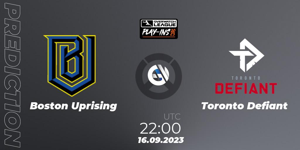 Boston Uprising - Toronto Defiant: Maç tahminleri. 16.09.23, Overwatch, Overwatch League 2023 - Play-Ins
