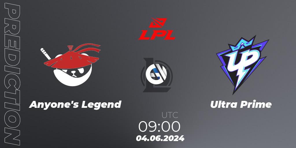 Anyone's Legend - Ultra Prime: Maç tahminleri. 04.06.2024 at 09:00, LoL, LPL 2024 Summer - Group Stage