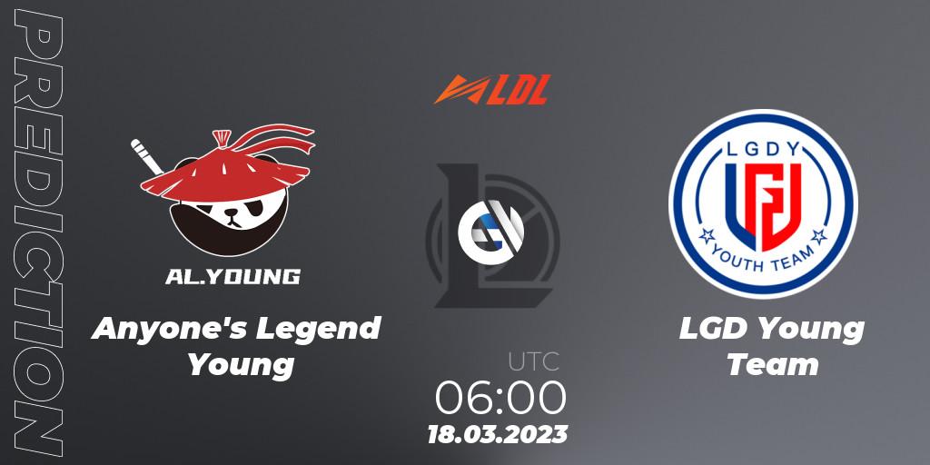 Anyone's Legend Young - LGD Young Team: Maç tahminleri. 18.03.2023 at 06:00, LoL, LDL 2023 - Regular Season